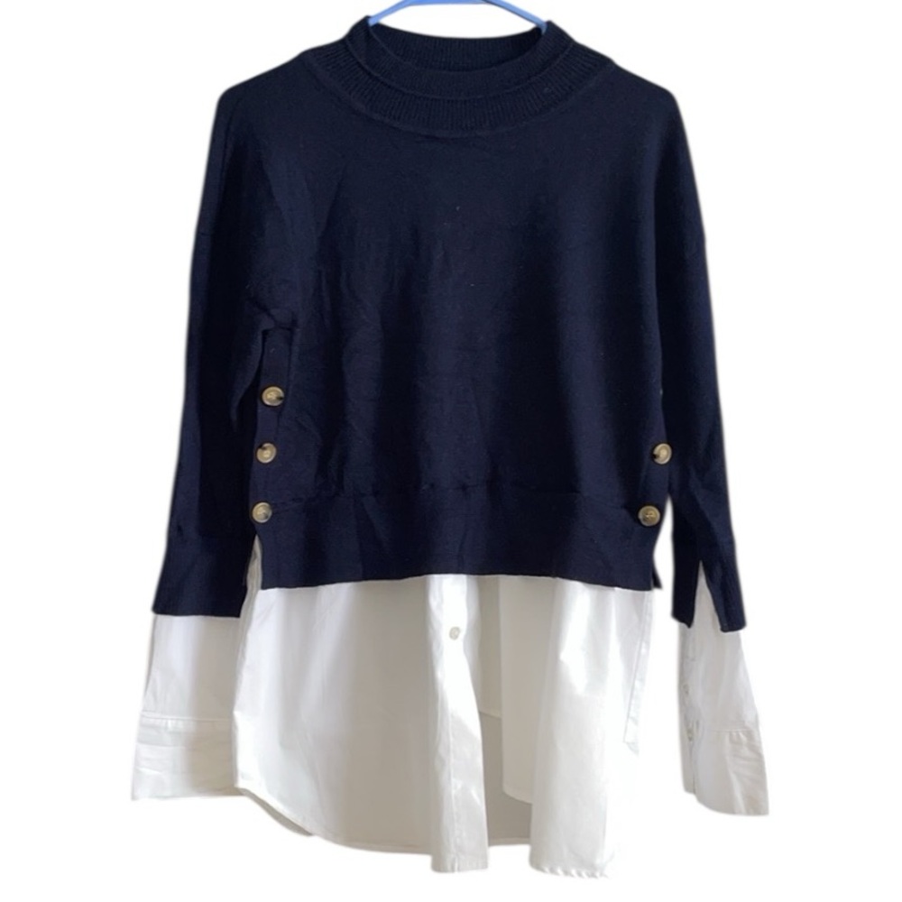 Veronica Beard Beri Mixed Media Pullover Sweater